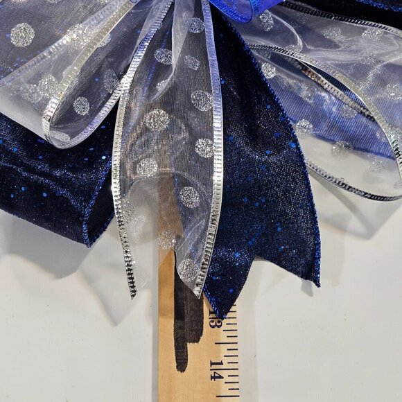 Larger Blue Silver Bow - Picture 5 of 5